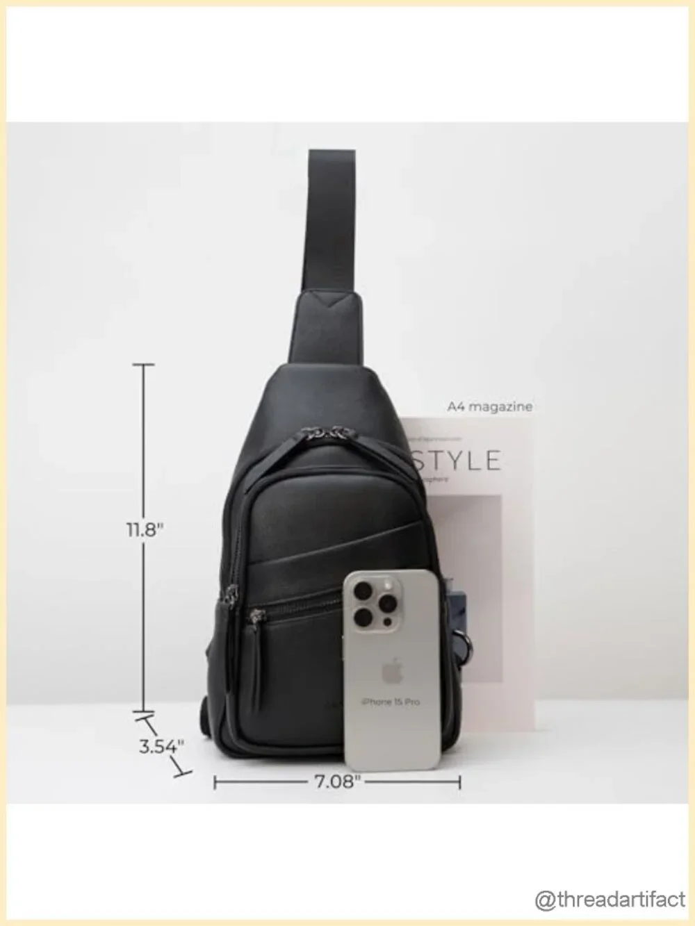 Large Vegan Leather Sling Bag Crossbody Purse Fashionable Chest Bag Travel